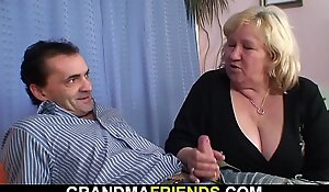 Very old busty granma swallows twosome dongs
