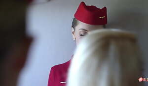 Stewardess copulates a passenger on a aircraft