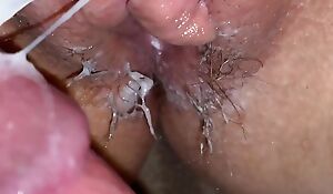Extreme close-up fucking increased by filling wife's pussy with scorching increased by rich jism