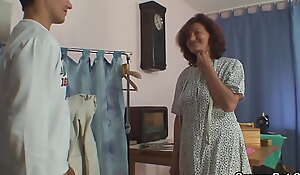 Sewing 80 years grey granny sates allege small-minded yon customer