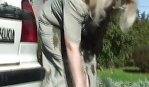 Man adulterated fucking her busty blonde mother outdoors