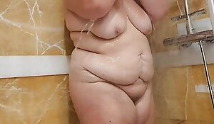 My Chubby Senior BBW Step Mom takes a nice shower.
