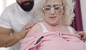 Busty gran squirts and takes vitamin Cock