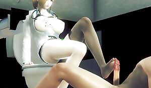 Anime 3D - Batman and big titty doctor close by toilet