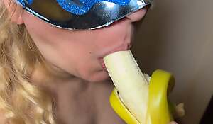 Ellie does a great striptease with a banana