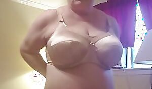 This Horny Granny Rides A Big Black Dildo And Oils Her Fat Tits