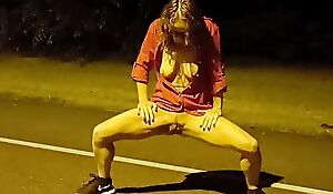 Horny unexperienced slut sparking naked in public. Pissing, flashing with an increment of fingering to orgasm.