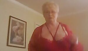 Horny Uber-sexy Granny Gilf Showing Off Will not hear of Big Boobs And Fat Pussy While Dancing
