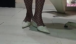 Moranguinho Showcases Hers Net Stockings Feet