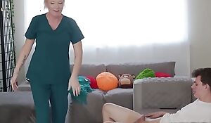 Retired Step-nana Learns About Sensual Massage Therapy By Practising On Her Hung Step-grandson