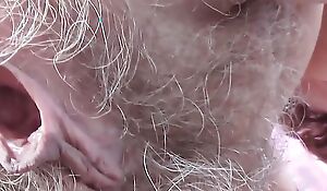 Naughty granny fingering and rubbing her hairy pussy Part 1