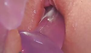 Slut wife fuck will not hear of self and squirt a all of a add up to in a little while hubby is at one's disposal work