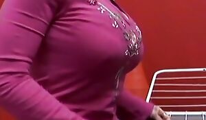 Mature blond babe encircling thick boobs saduced this young man