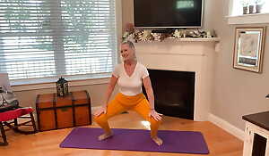Dani D Mature Yoga Stretch #3 (Yellow Leggings And Pinkish Start-up Nails)