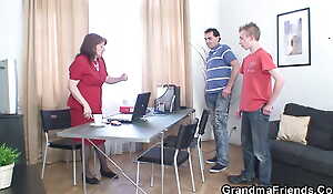 Office granny dual penetrated by two studs