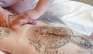 the massage ended with a penis flashing with a cum shot rearrange helter-skelter