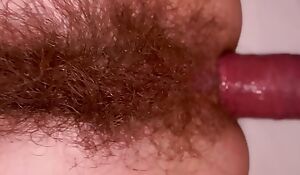 Slender super hairy MILF does anal and sprays as often as not