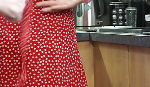 Full-grown Under way in Kitchen Gets Her Dress Pulled up and Hose Ripped for a Good Nail