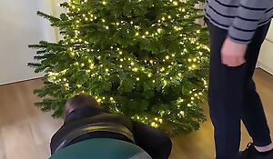 Mother-in-law made me spunk on her fat ass near the Christmas vine
