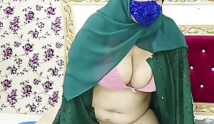Big Hooters Muslim Niqab Girl Riding Big Dildo with Urdu Hindi Sexy Talking