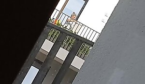 Jerking off while my mature neighbour watching me